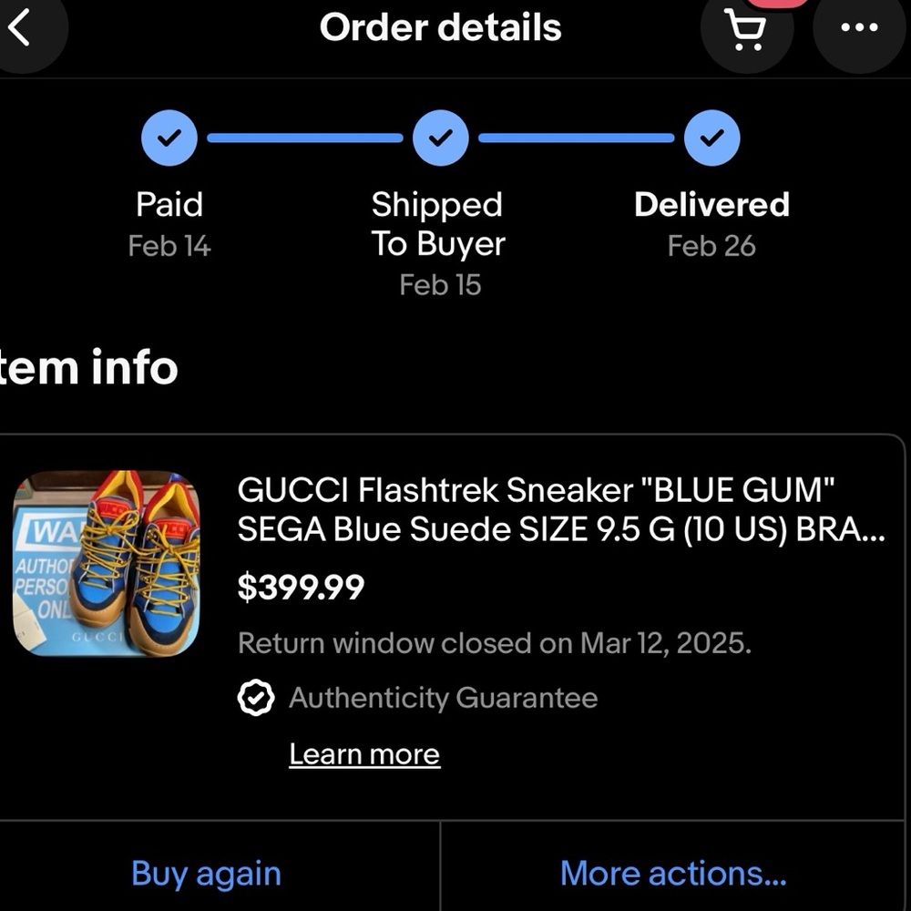 PRICE DROP!!
$270 (was $395)
GUCCI Flashtrek’s Blue Gum - Picture 13 of 14